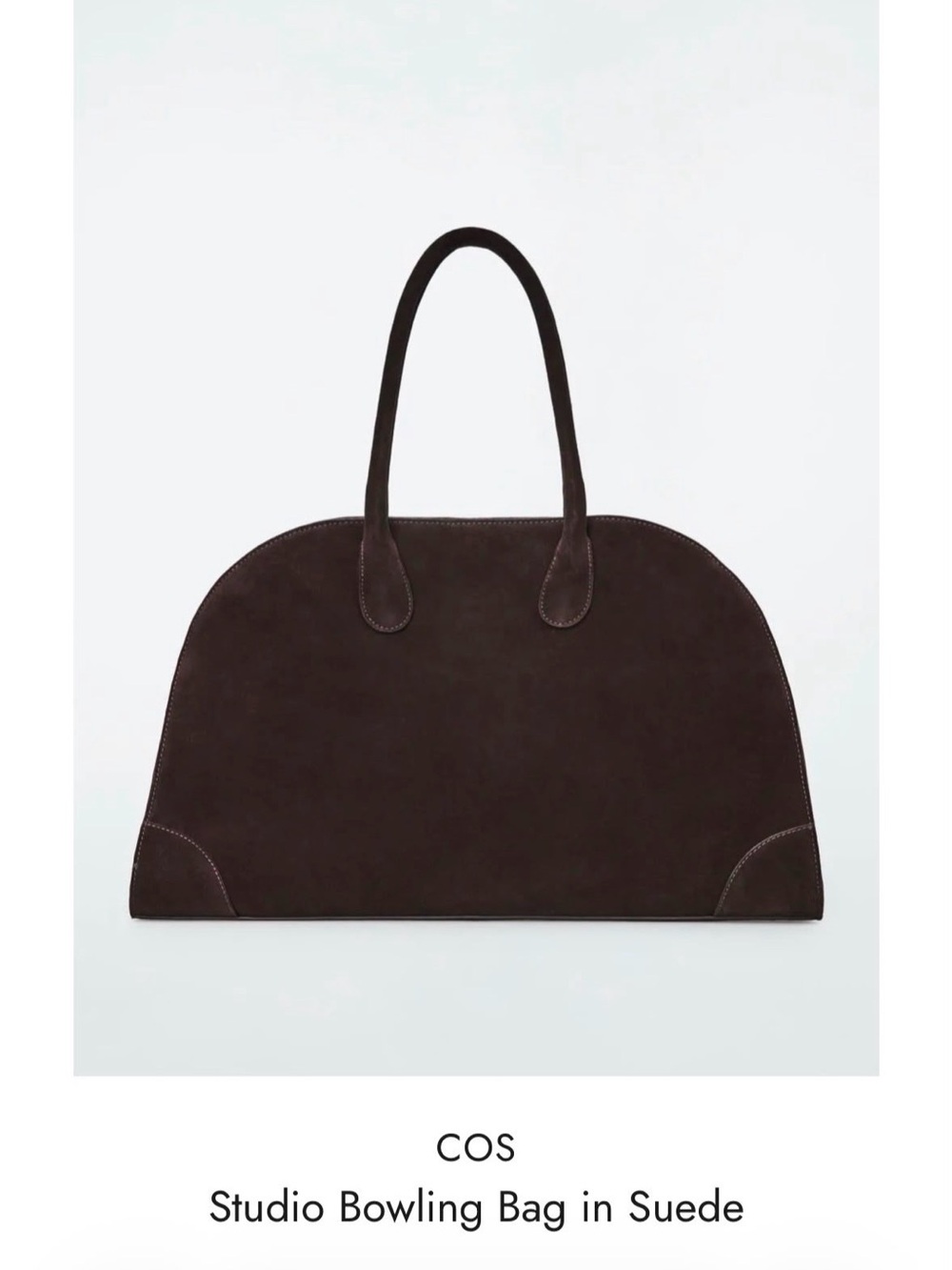 COS Dark Brown Suede Bowling-Style Tote